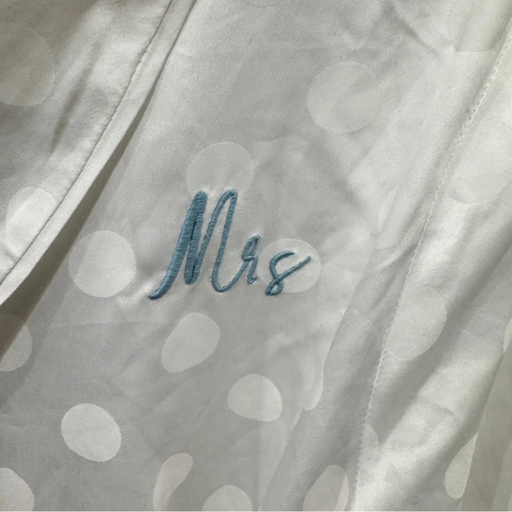 Kate Spade New York Bridal Robe Mrs White Polka Dot XS